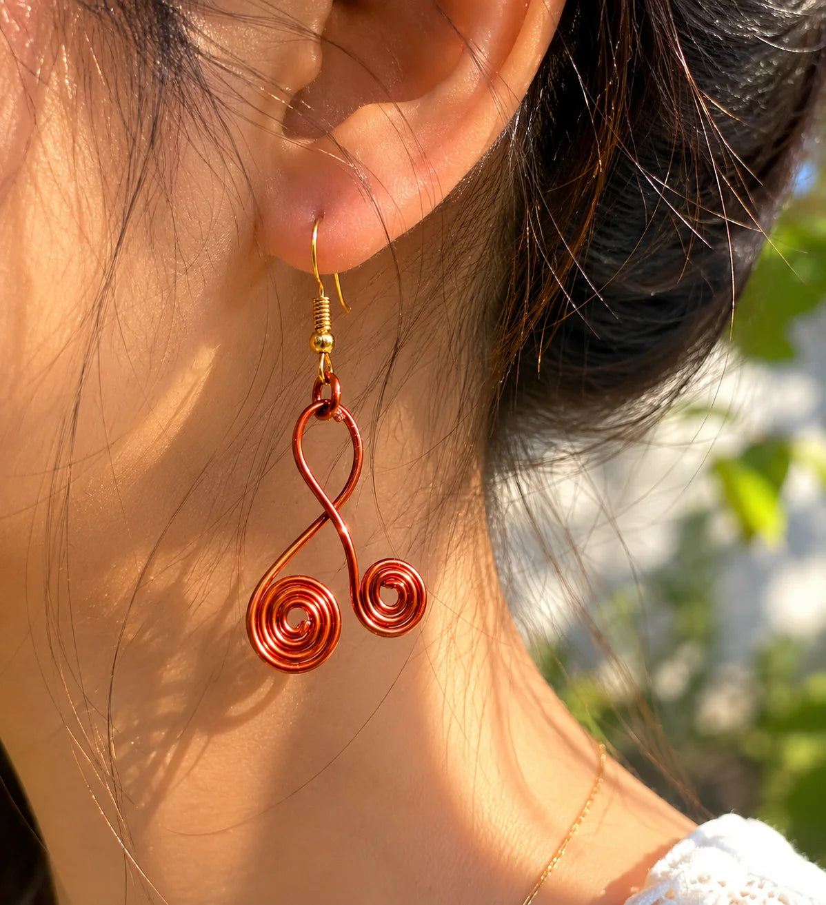 Copper Handmade Earring – Twin Spiral