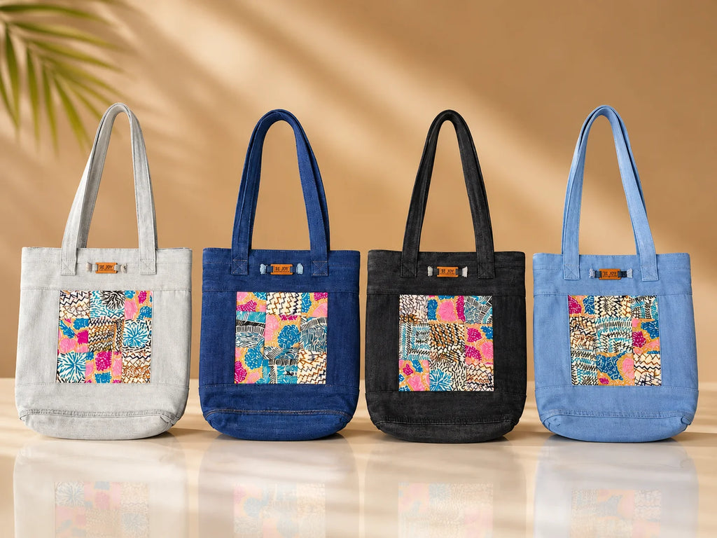Denim Hand Stitch Tote Bag – Colorful Moments
