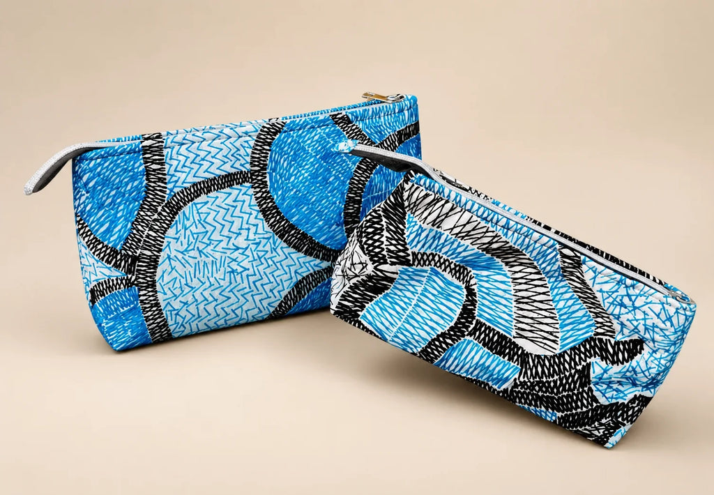 Hand Stitch Pouch – Blue Waves