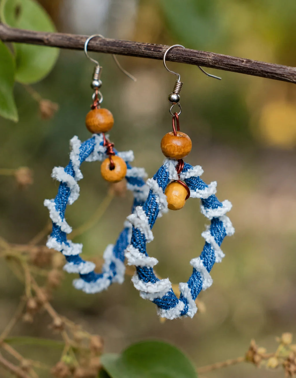 Recycled Denim Handmade Earring – Blue Memories