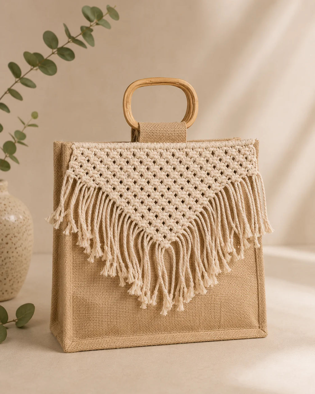 Macrame & Jute Fabric Hand Bag