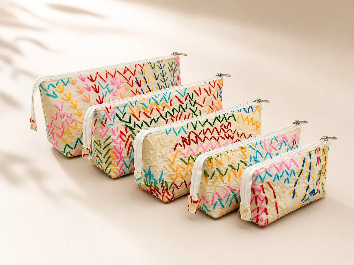 Hand Stitch Pouch Set – Colorful Blessings