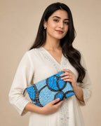 Hand Stitch Pouch – Blue Waves