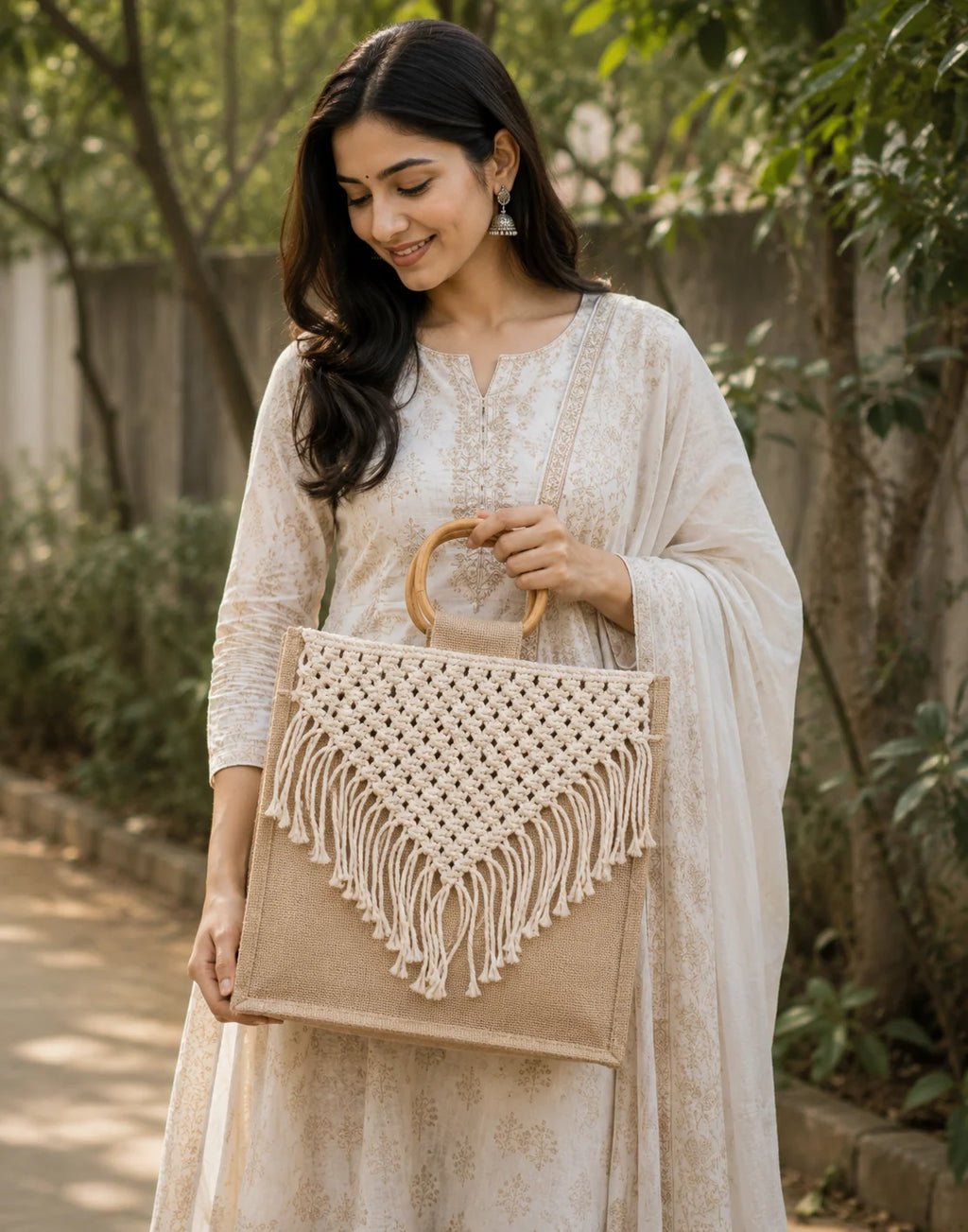 Macrame & Jute Fabric Hand Bag