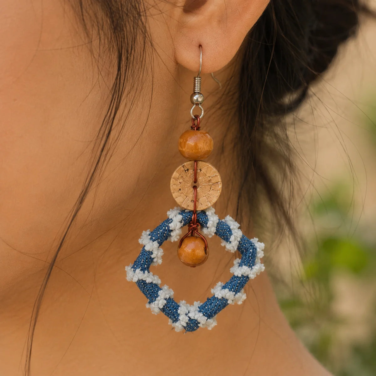 Recycled Denim Handmade Earring – Blue Memories