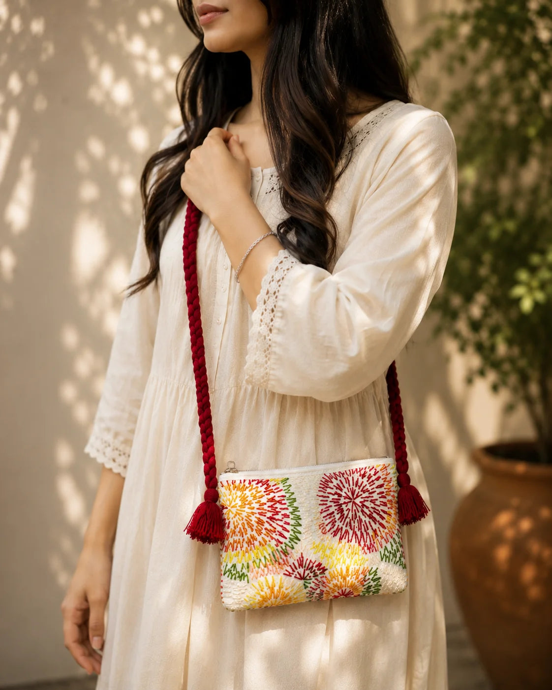 Hand Stitch Crossbody Bag- Rainbow Touch