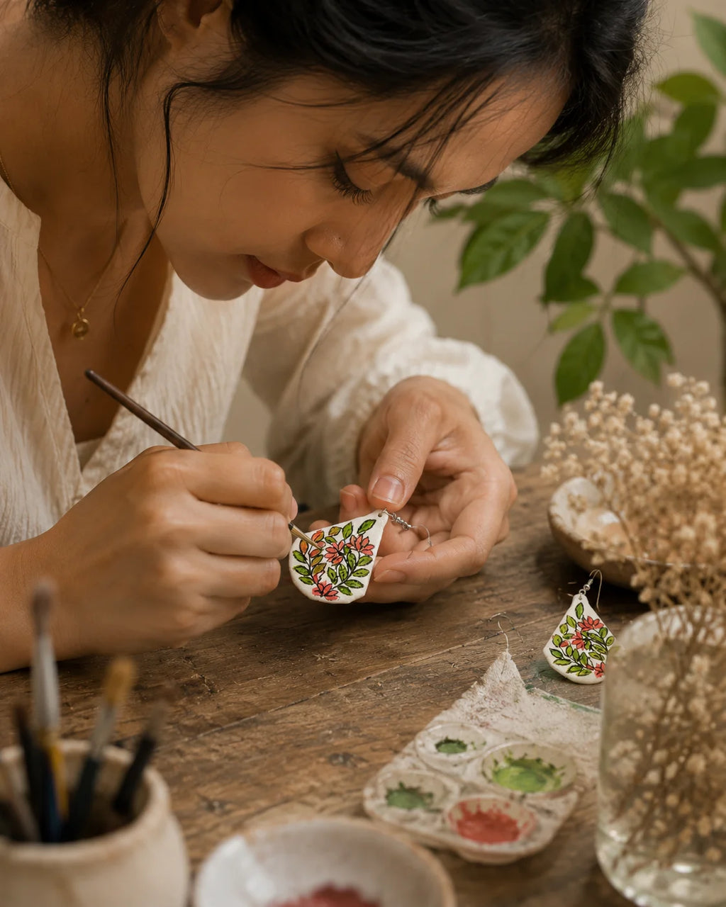Hand Painted Earring – Garden Blossom