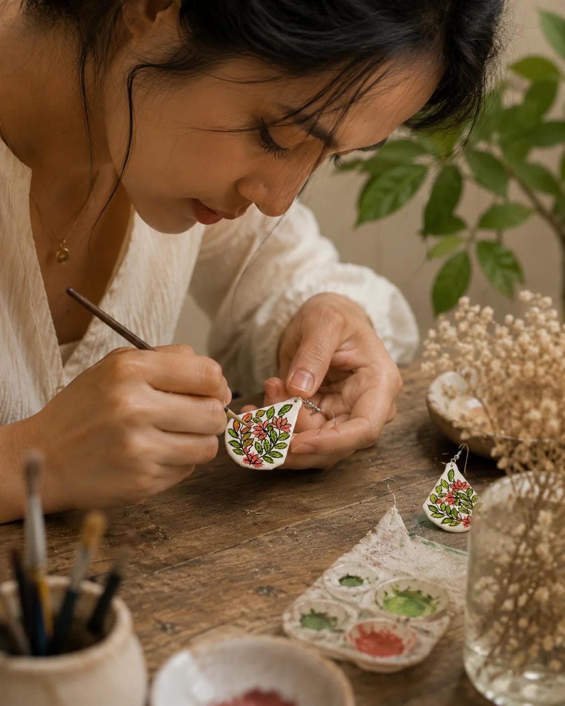 Hand Painted Earring – Garden Blossom