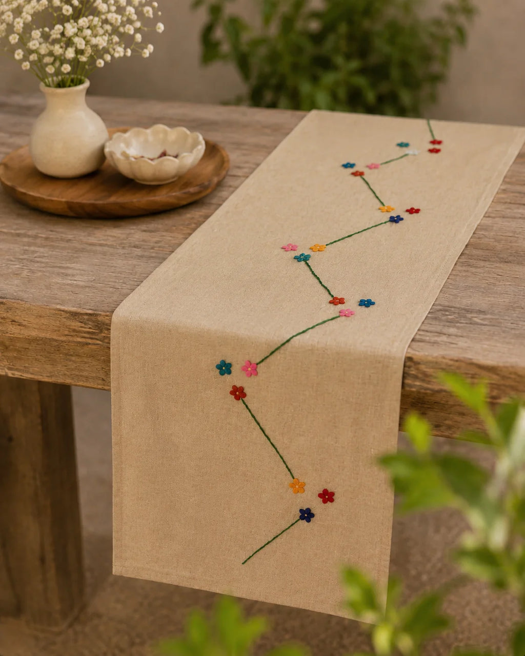 Hand Stitch Table Runner – Floral Path