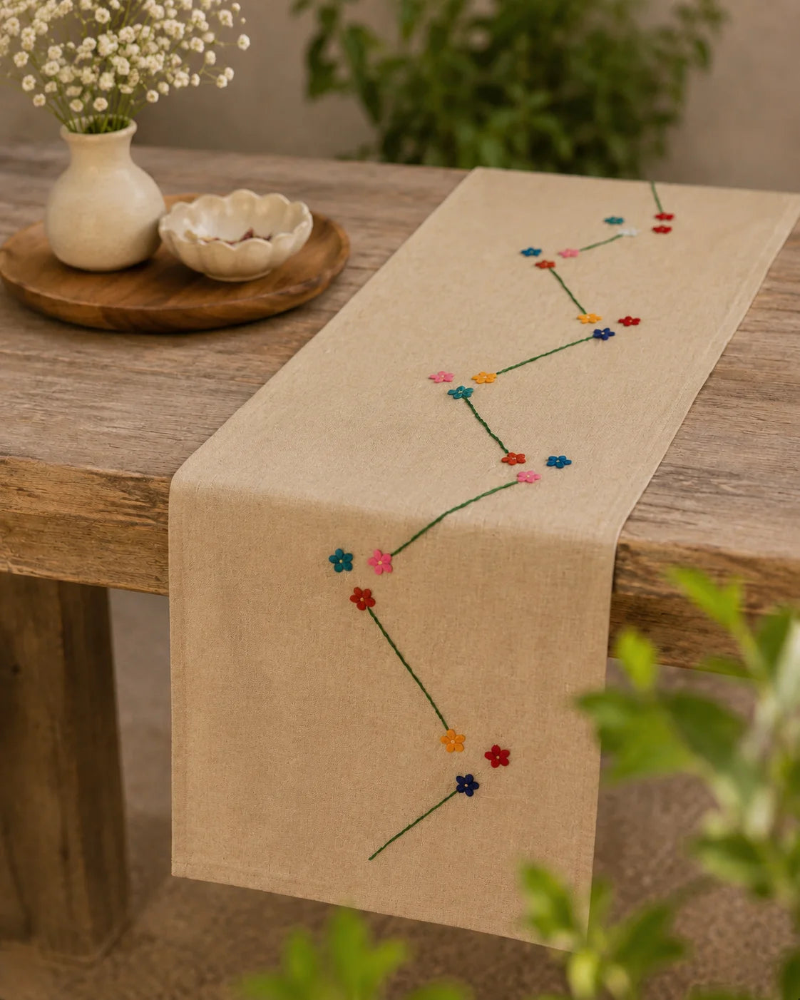 Hand Stitch Table Runner – Floral Path