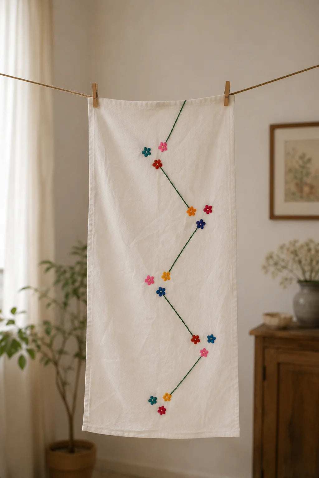 Hand Stitch Table Runner – Floral Path