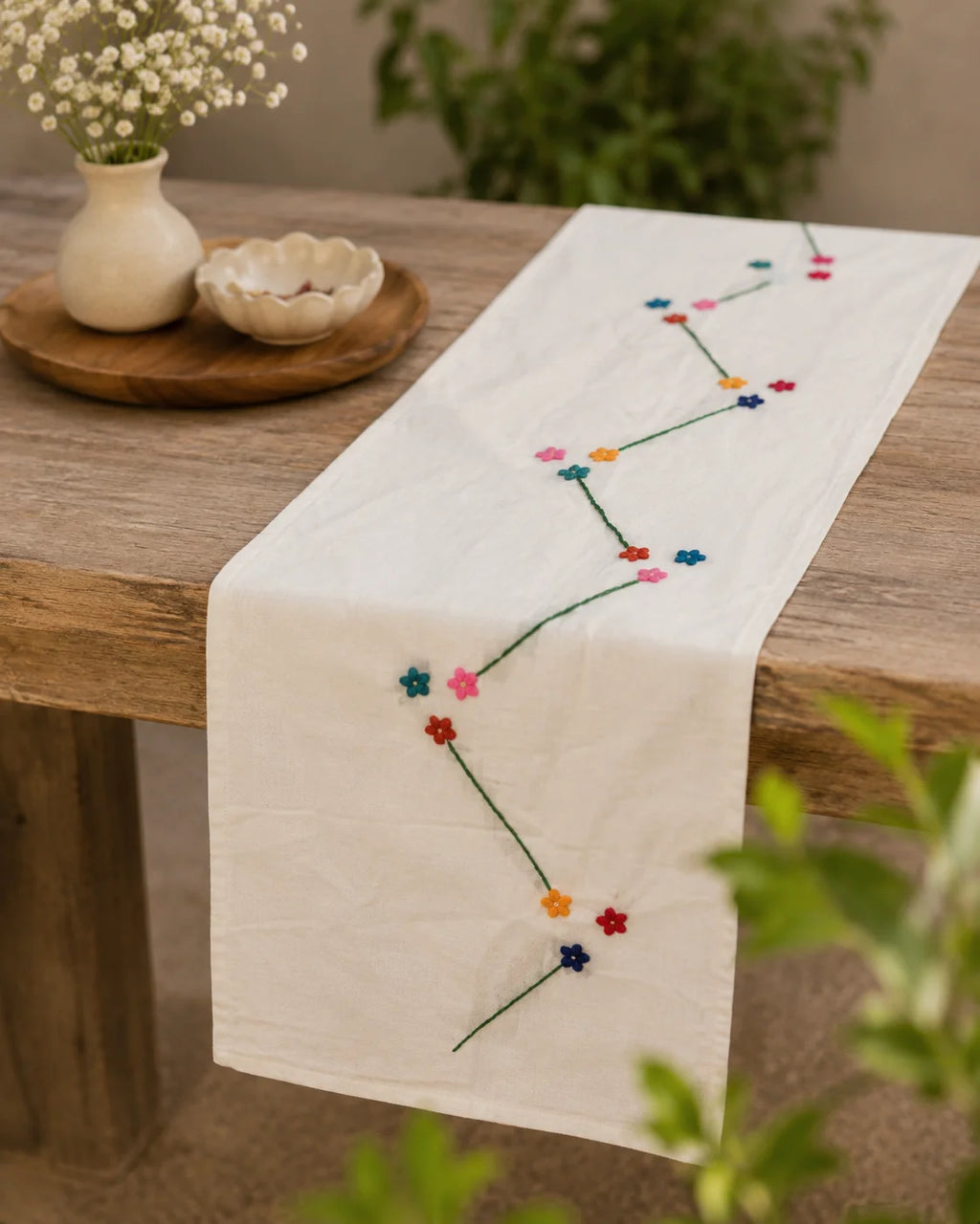 Hand Stitch Table Runner – Floral Path
