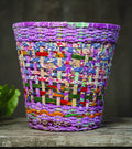 Handmade Recycle Bin – Colorful Eco Weave