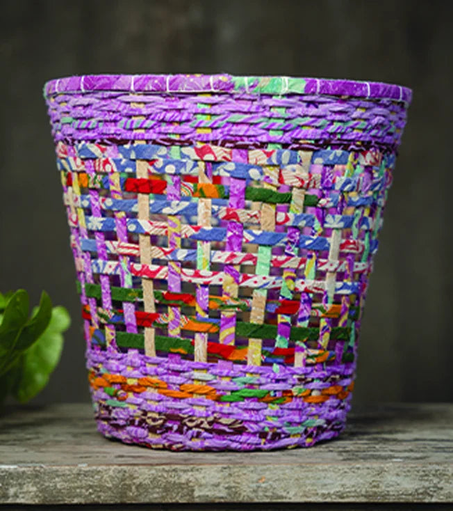 Handmade Recycle Bin – Colorful Eco Weave